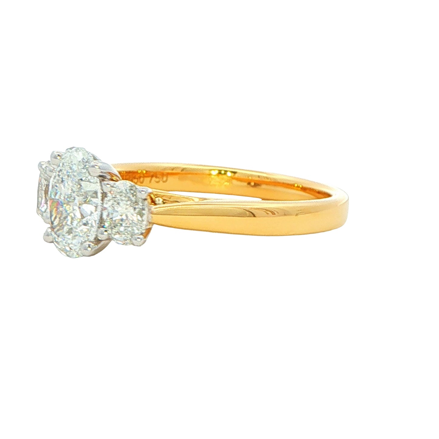 Yellow Gold Oval shaped diamond 3 stone ring - 1.40cts Gardiner Brothers