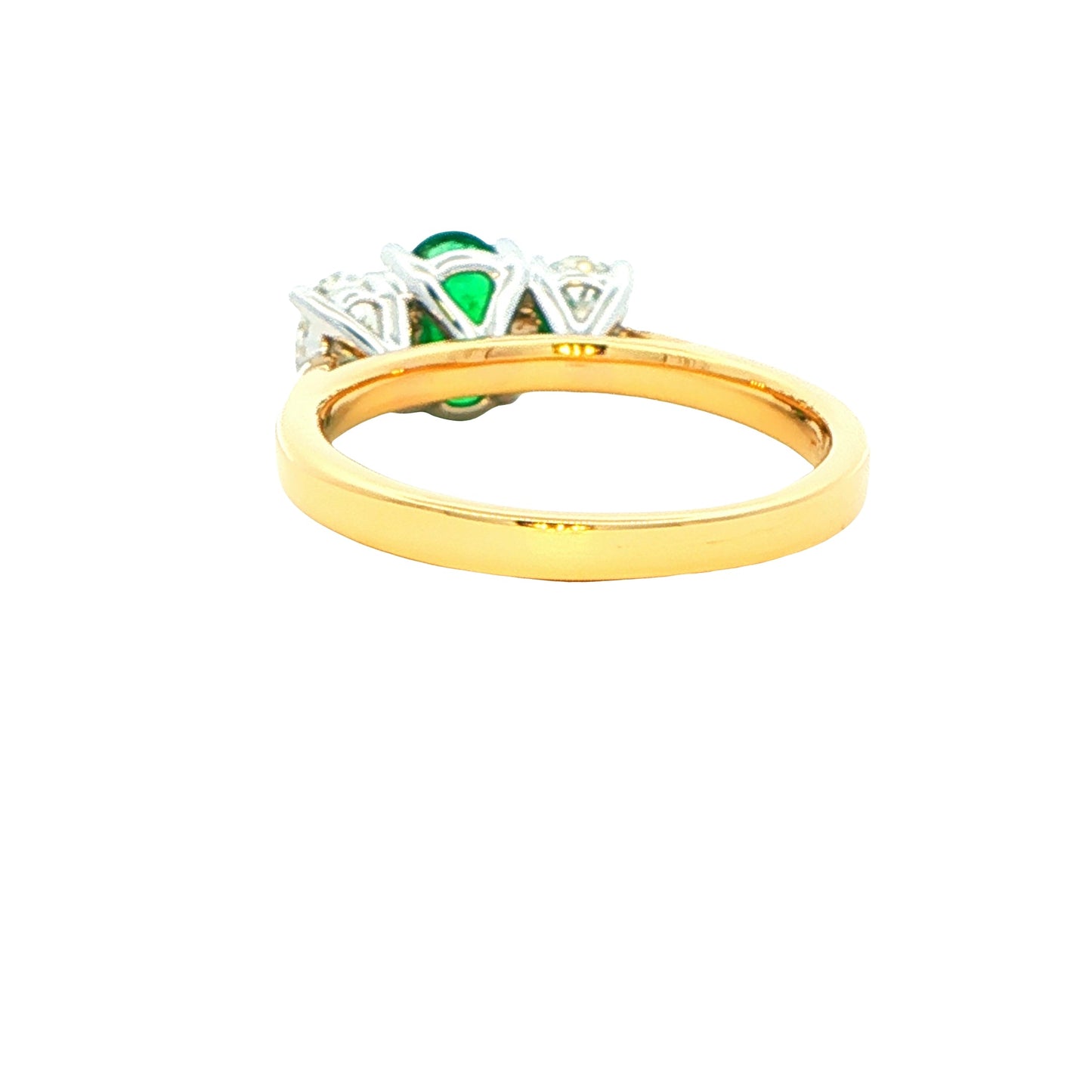 Oval shaped emerald and oval diamond 3 stone ring Gardiner Brothers