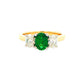 Oval shaped emerald and oval diamond 3 stone ring Gardiner Brothers