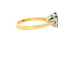 Cushion Shaped Teal Sapphire and round brilliant cut diamond 3 stone ring Gardiner Brothers