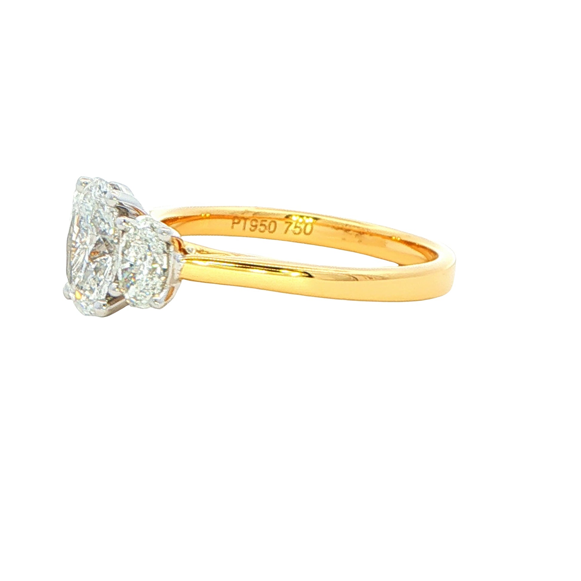 Yellow Gold Oval shaped diamond 3 stone ring - 1.62cts Gardiner Brothers