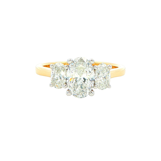 Oval shaped diamond 3 stone ring - 1.62cts Gardiner Brothers
