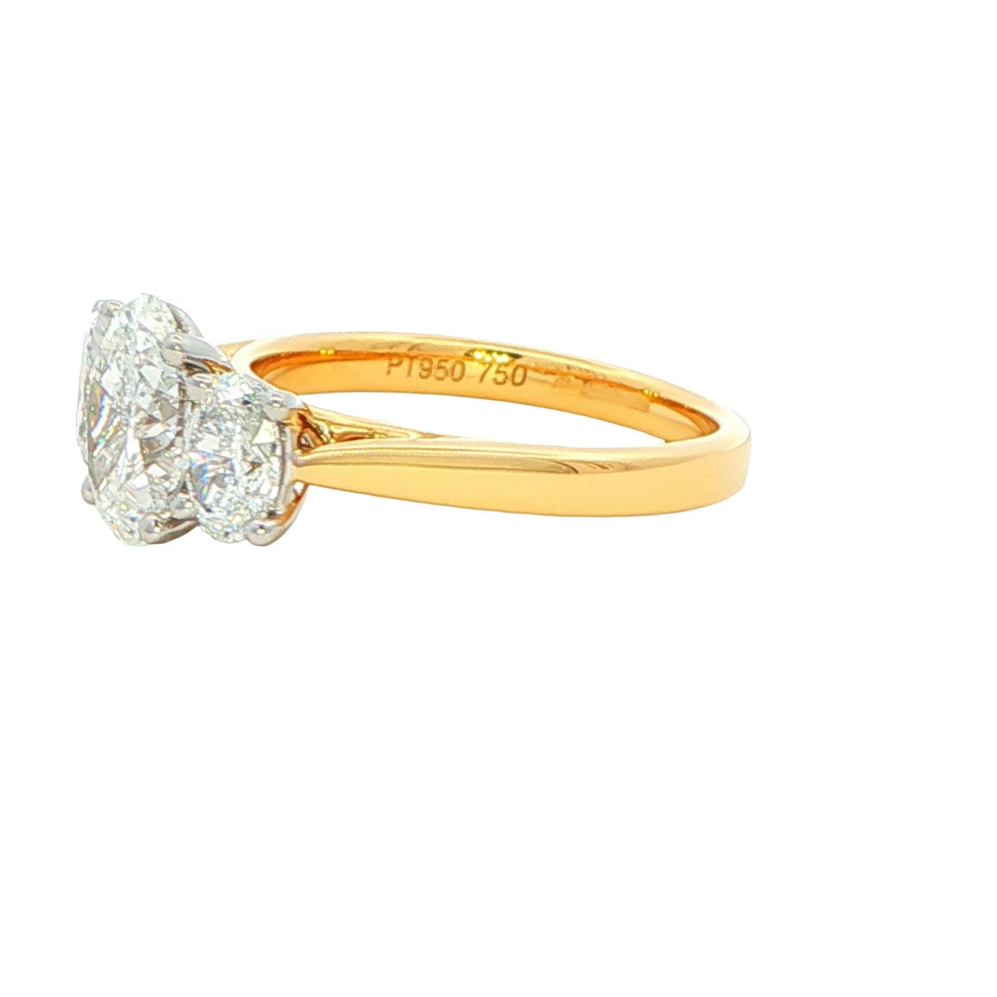 Yellow Gold Oval shaped diamond 3 stone ring - 2.34cts Gardiner Brothers