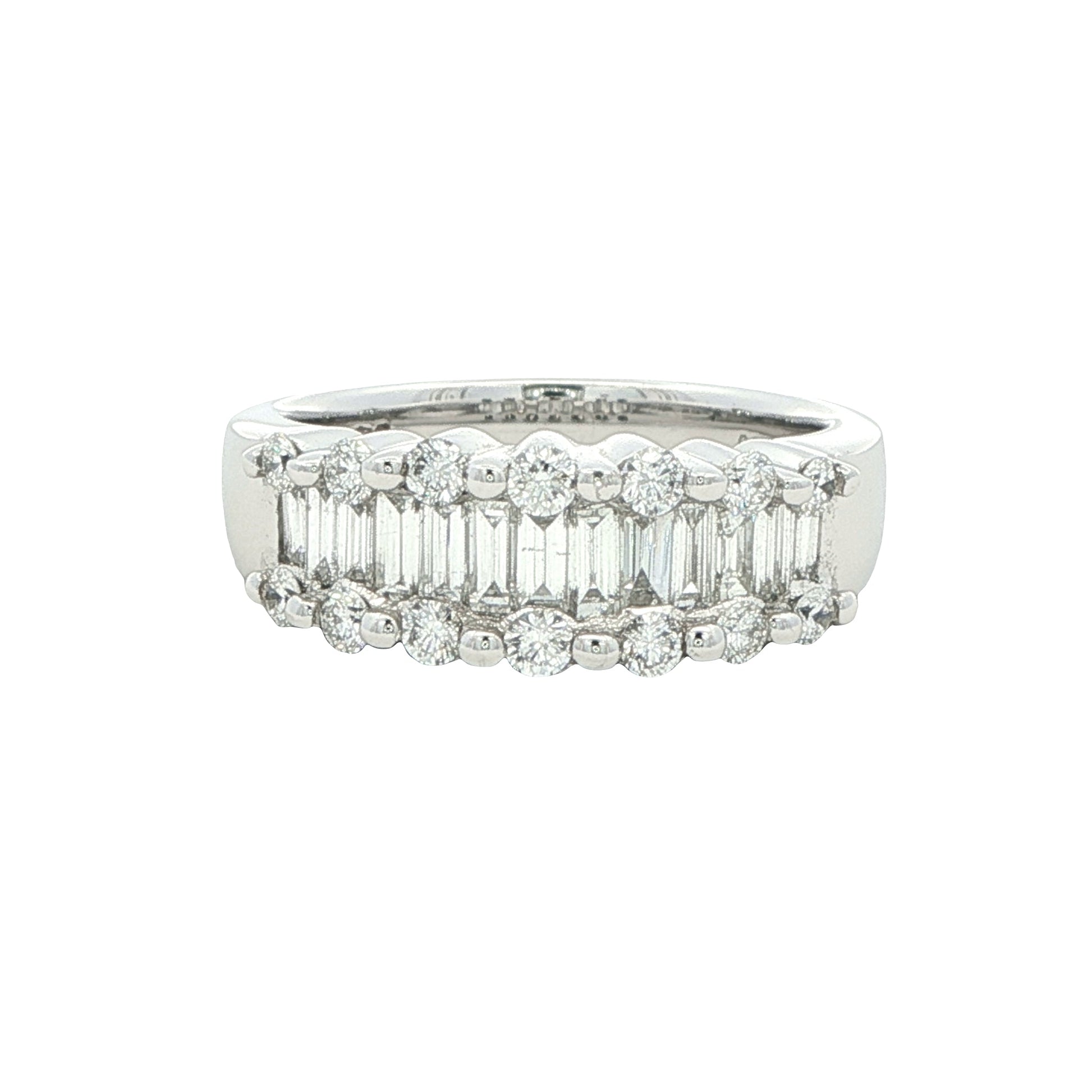 Round Brilliant and Baguette Cut Diamond Ring -1.00cts Gardiner Brothers