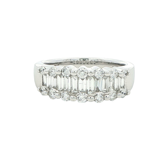 Round Brilliant and Baguette Cut Diamond Ring -1.00cts Gardiner Brothers
