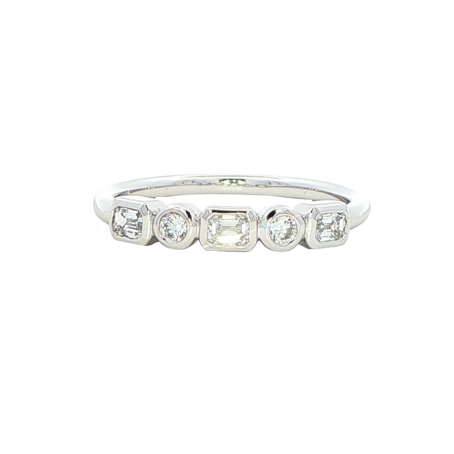 Round brilliant and Baguette cut diamond 5 stone ring Gardiner Brothers