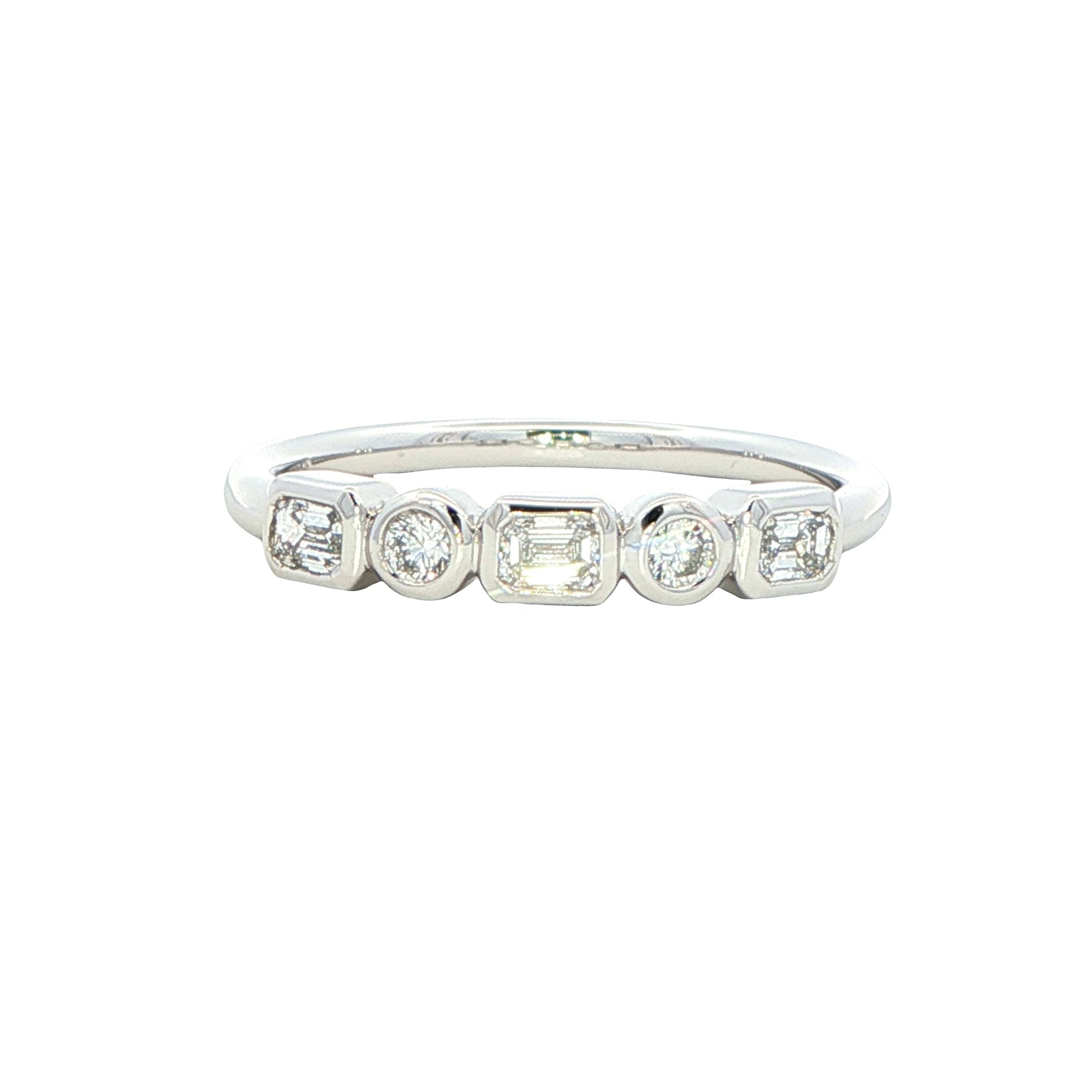 Round brilliant and Baguette cut diamond 5 stone ring Gardiner Brothers