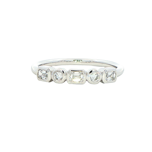 Round brilliant and Baguette cut diamond 5 stone ring Gardiner Brothers