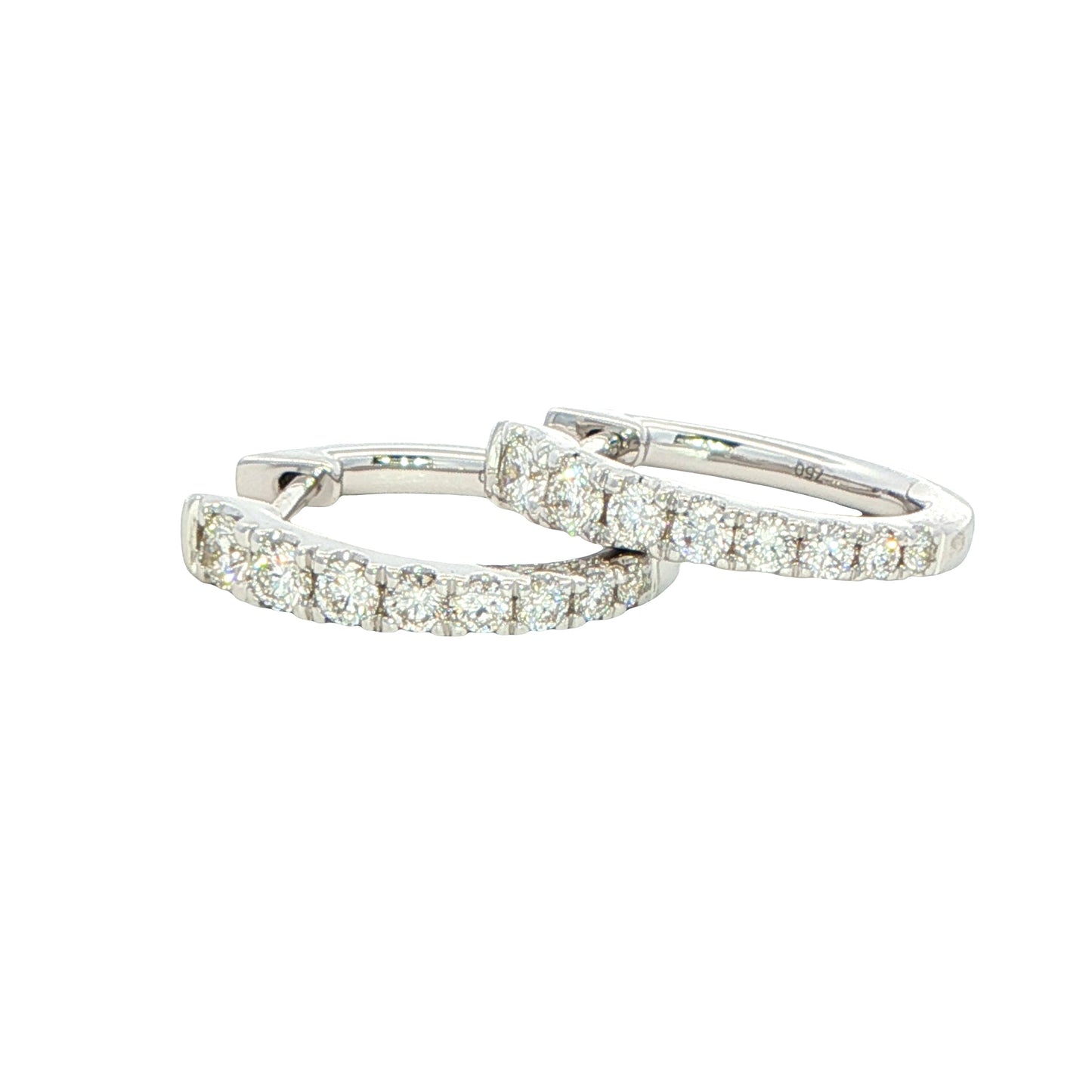 Round Brilliant cut diamond set graduated hoop earrings Gardiner Brothers
