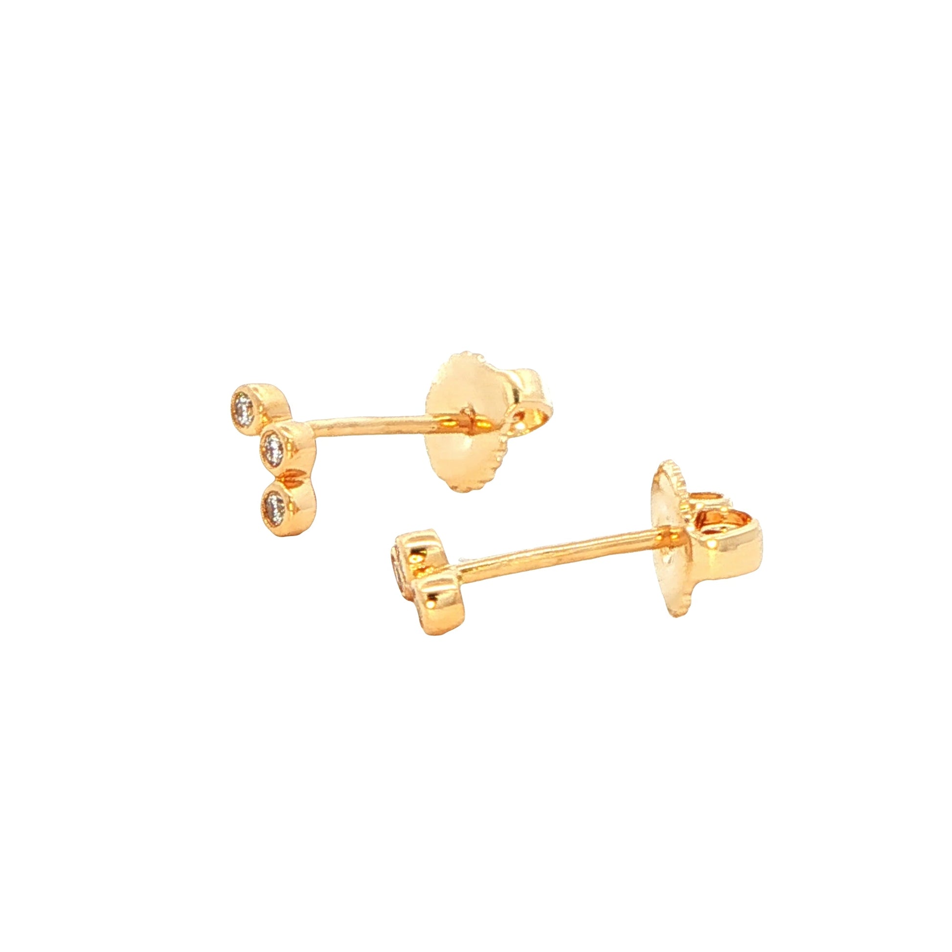 Yellow Gold 3 round brilliant cut diamond earrings Gardiner Brothers