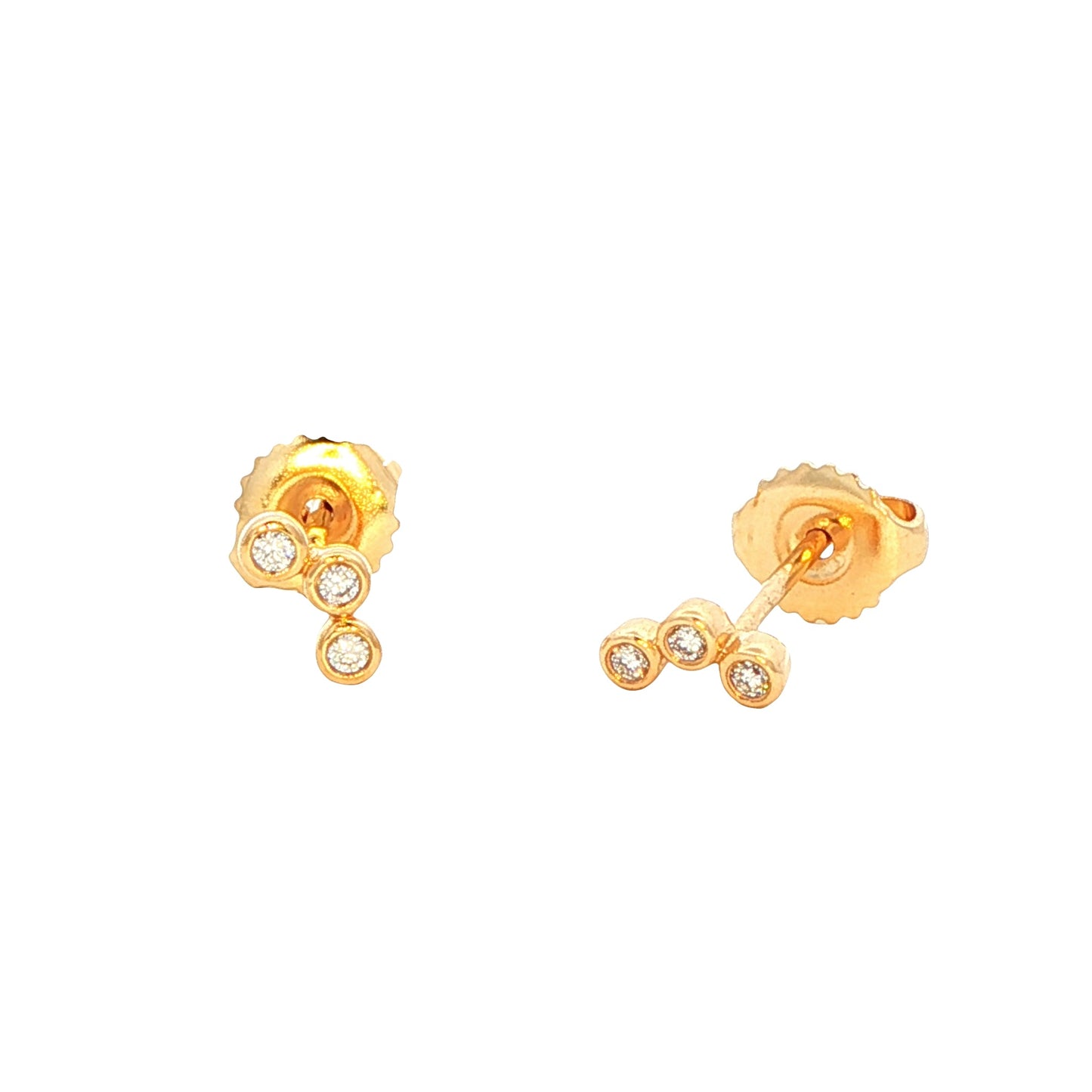 Yellow Gold 3 round brilliant cut diamond earrings Gardiner Brothers