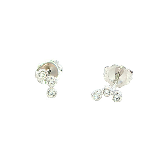 White gold 3 round brilliant cut diamond set earrings Gardiner Brothers