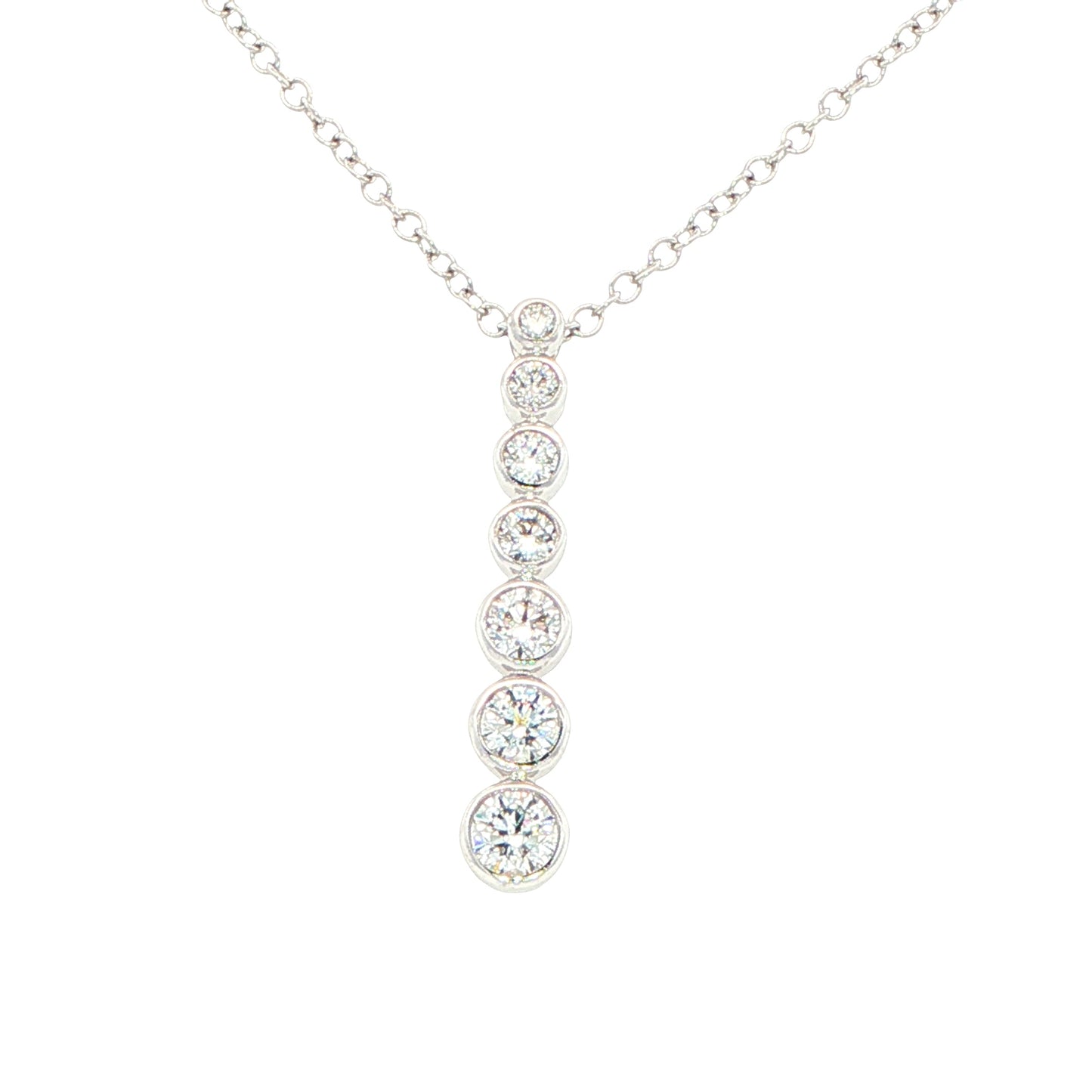 Round brilliant cut diamond 7 stone drop pendant Gardiner Brothers