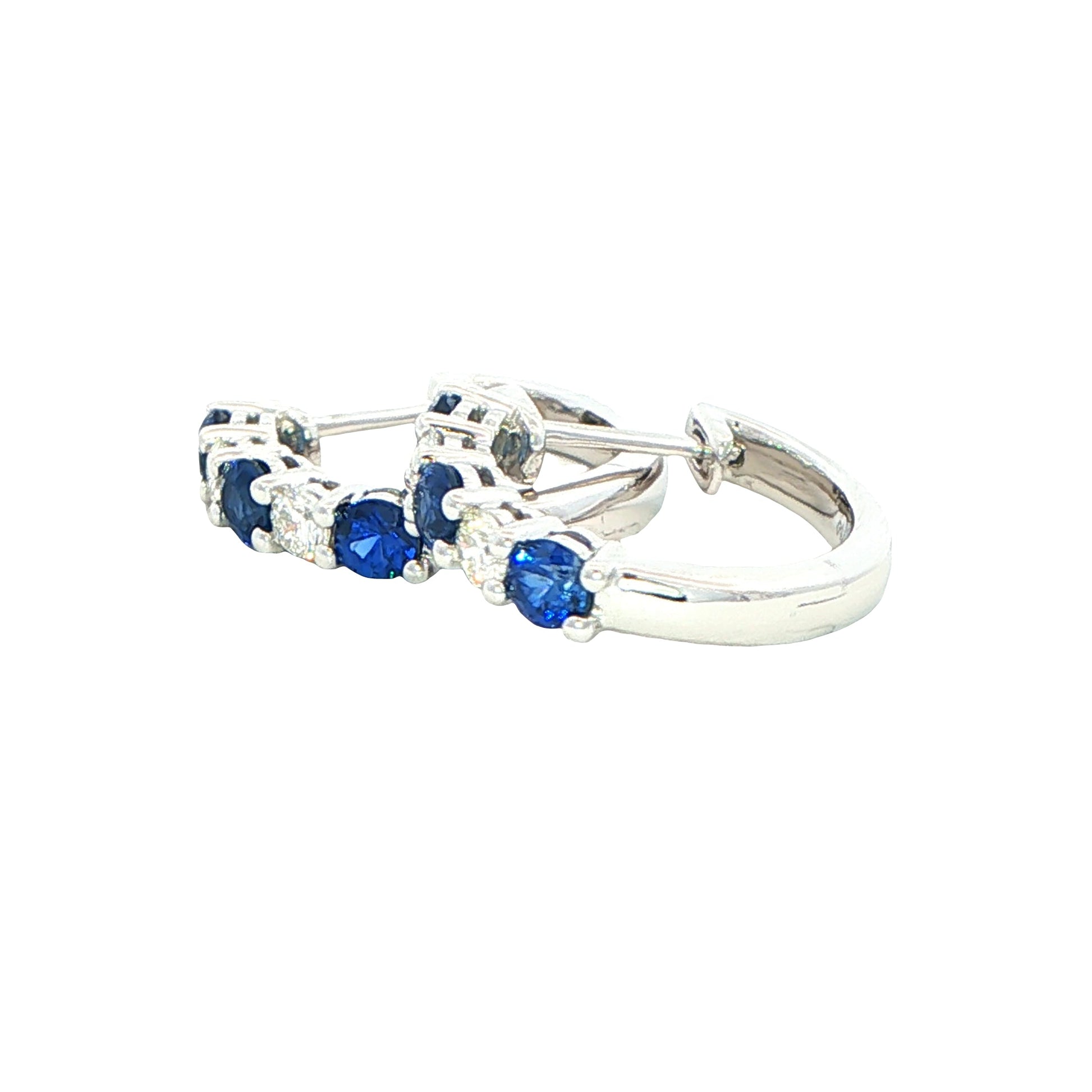 Sapphire and diamond hoop style earrings Gardiner Brothers