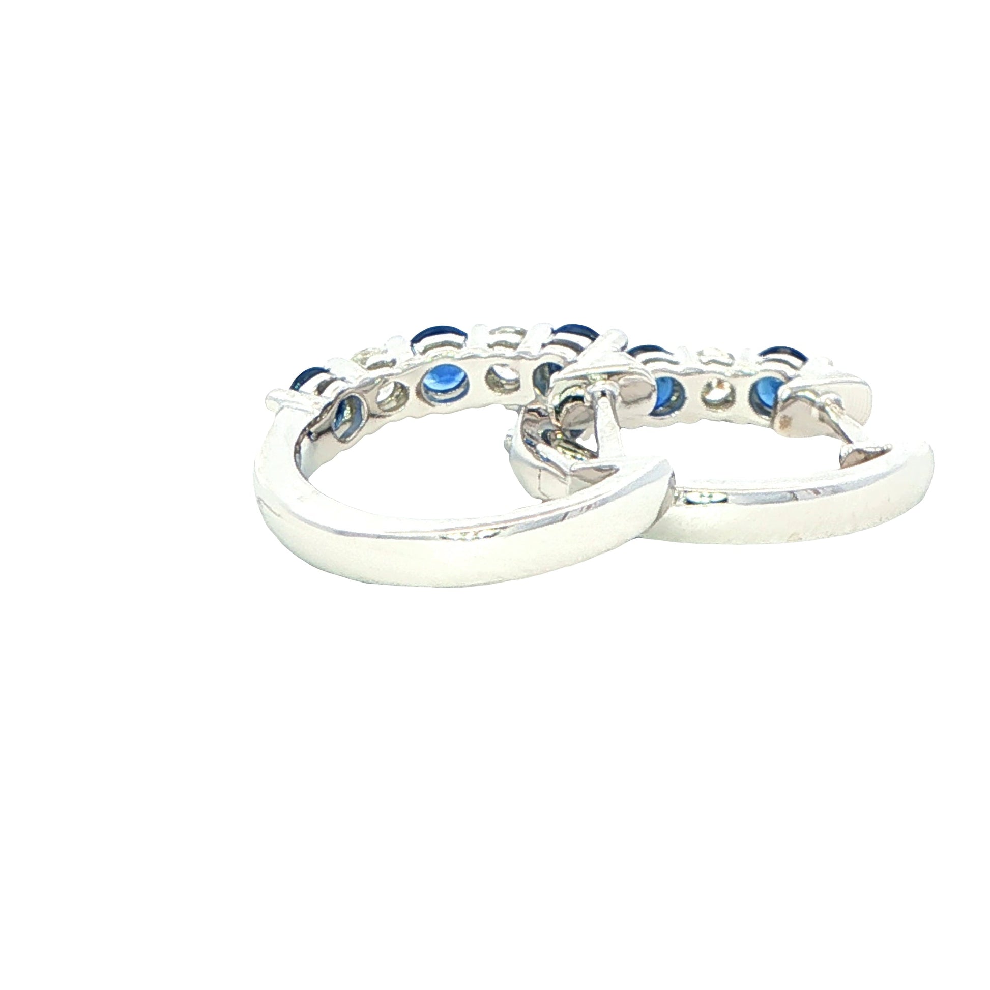 Sapphire and diamond hoop style earrings Gardiner Brothers