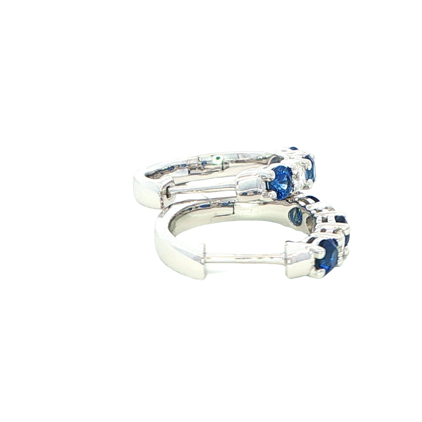 Sapphire and diamond hoop style earrings Gardiner Brothers