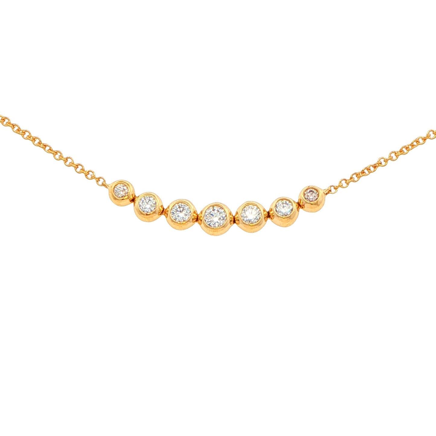 Round Brilliant cut 7 stone graduated diamond necklet Gardiner Brothers