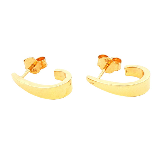 Yellow Gold 'J Shape' Half Hoop Earrings Gardiner Brothers