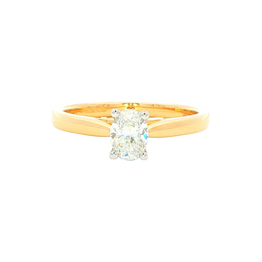 OVAL SHAPED DIAMOND SOLITAIRE RING - 0.45CTS