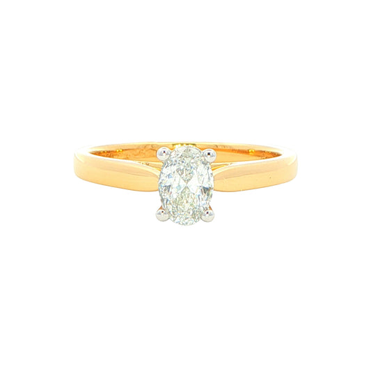 Oval Shaped Diamond Solitaire Ring - 0.50cts