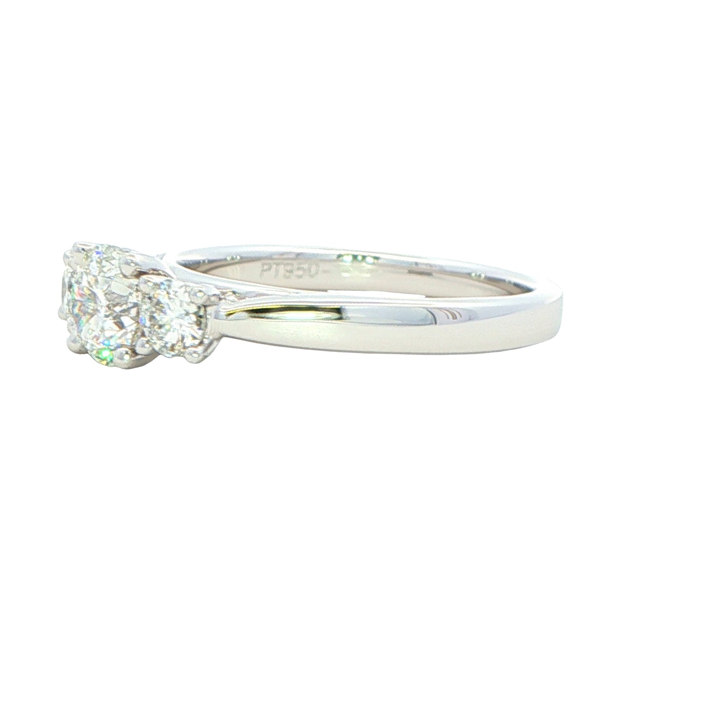 Round Brilliant cut diamond 3 stone ring - 1.00cts