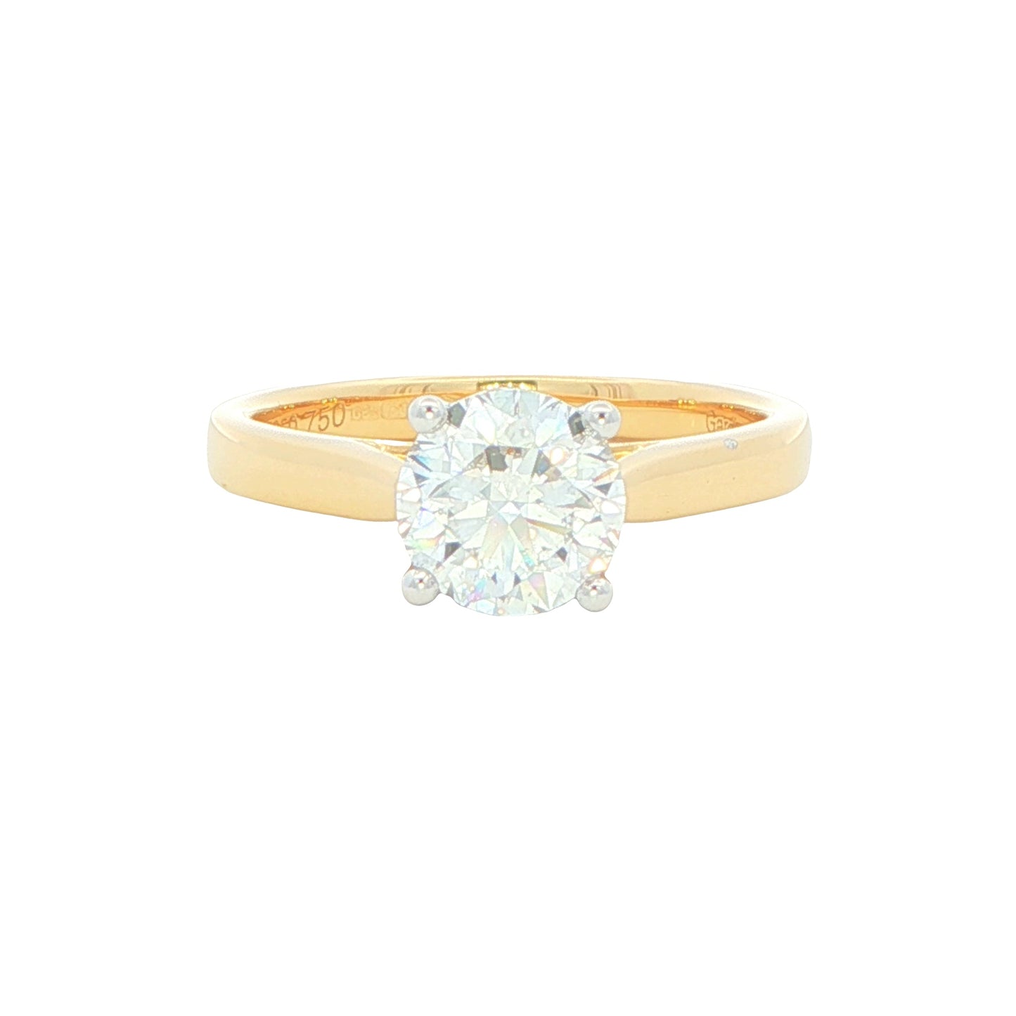 Yellow Gold Round brilliant cut diamond solitaire ring - 1.20cs Gardiner Brothers