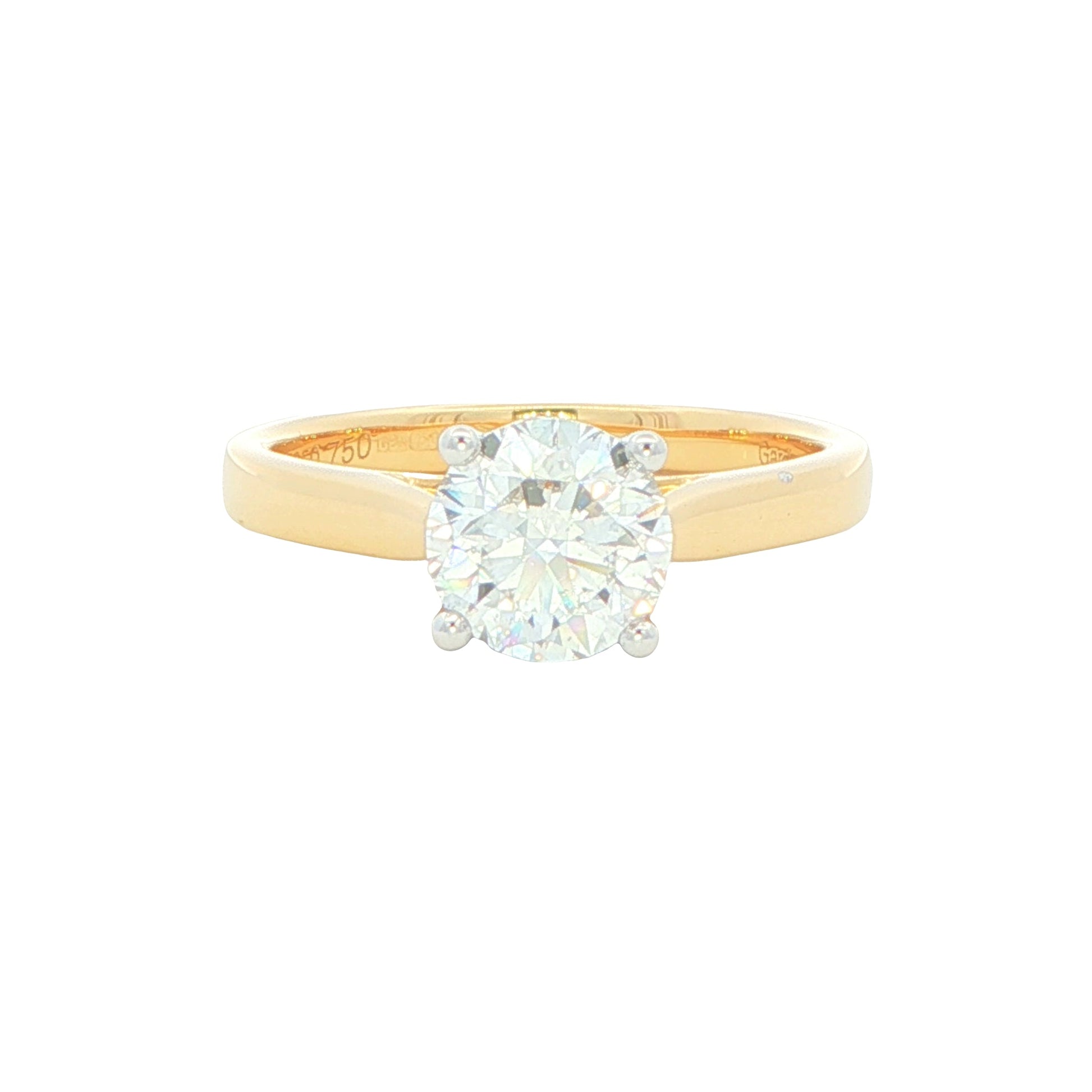 Yellow Gold Round brilliant cut diamond solitaire ring - 1.20cs Gardiner Brothers