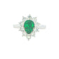 Pear Shaped emerald and round brilliant cut diamond cluster ring