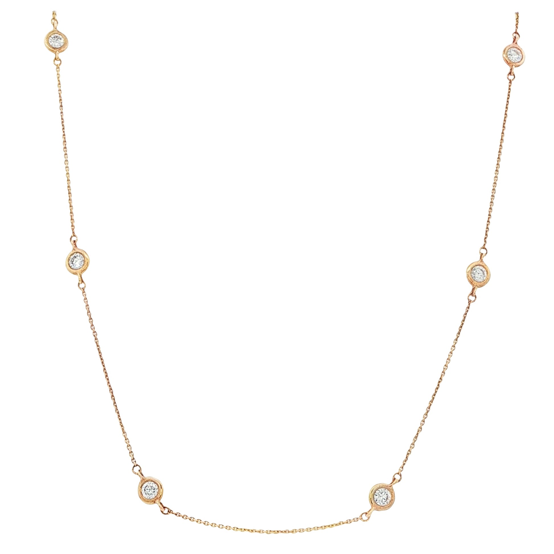 Yellow Gold "Yard Of Diamonds" Style Necklet - 1.00cts Gardiner Brothers