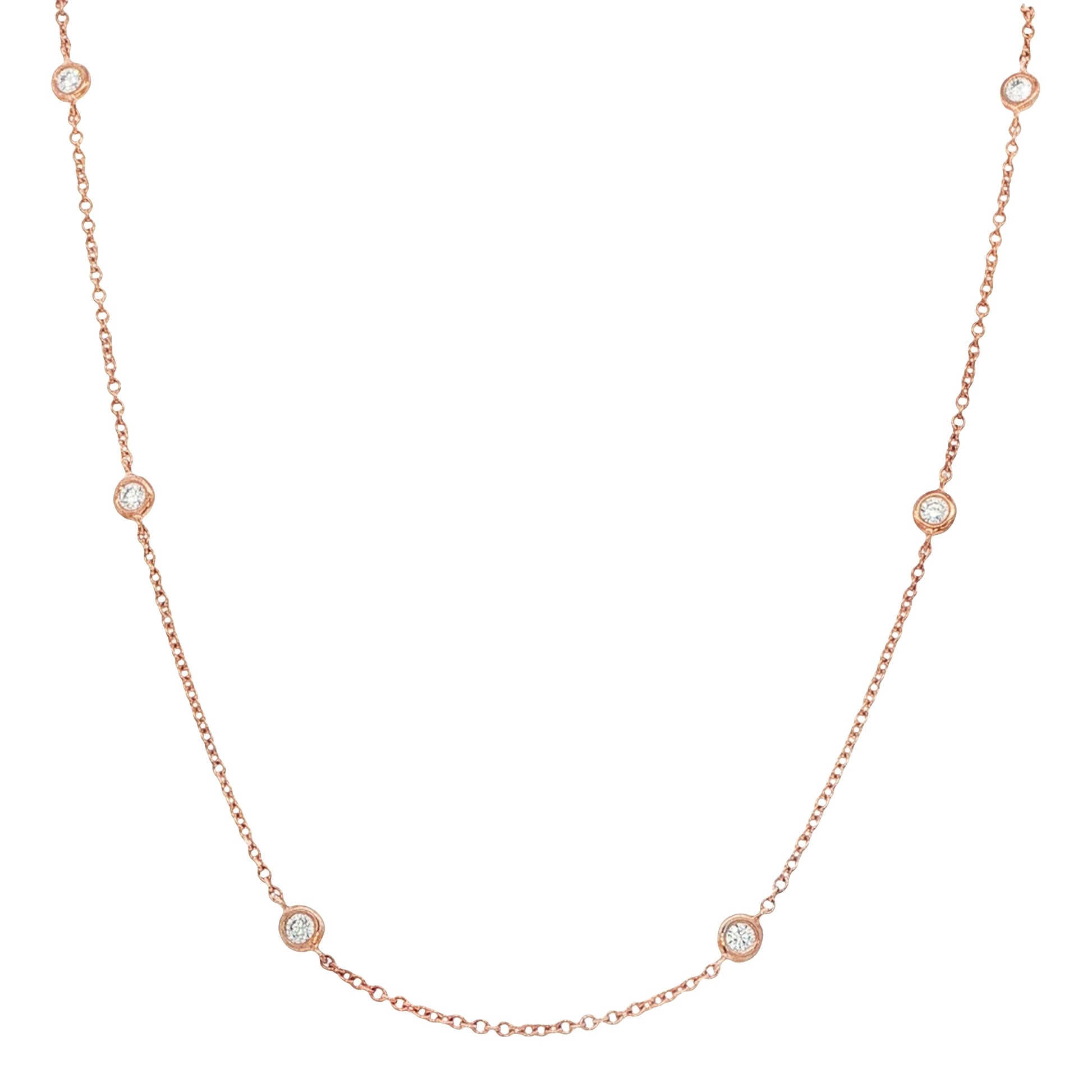 Rose Gold "Yard Of Diamonds" Style Necklet Gardiner Brothers