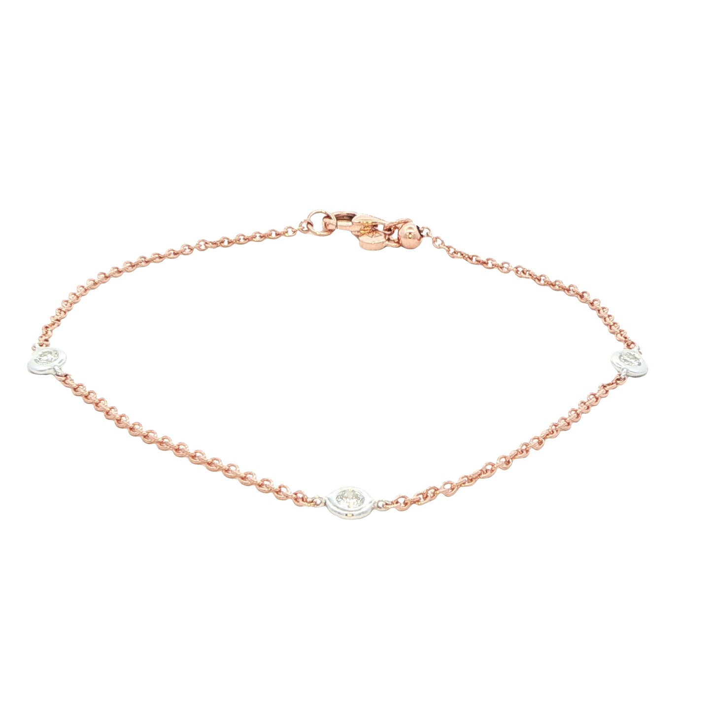Rose and white gold "yard of diamond" bracelet