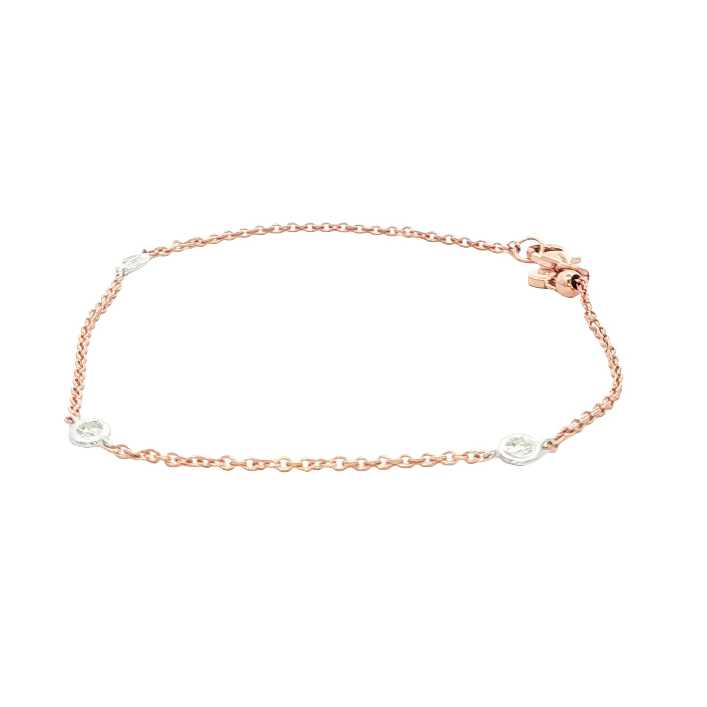Rose and white gold "yard of diamond" bracelet