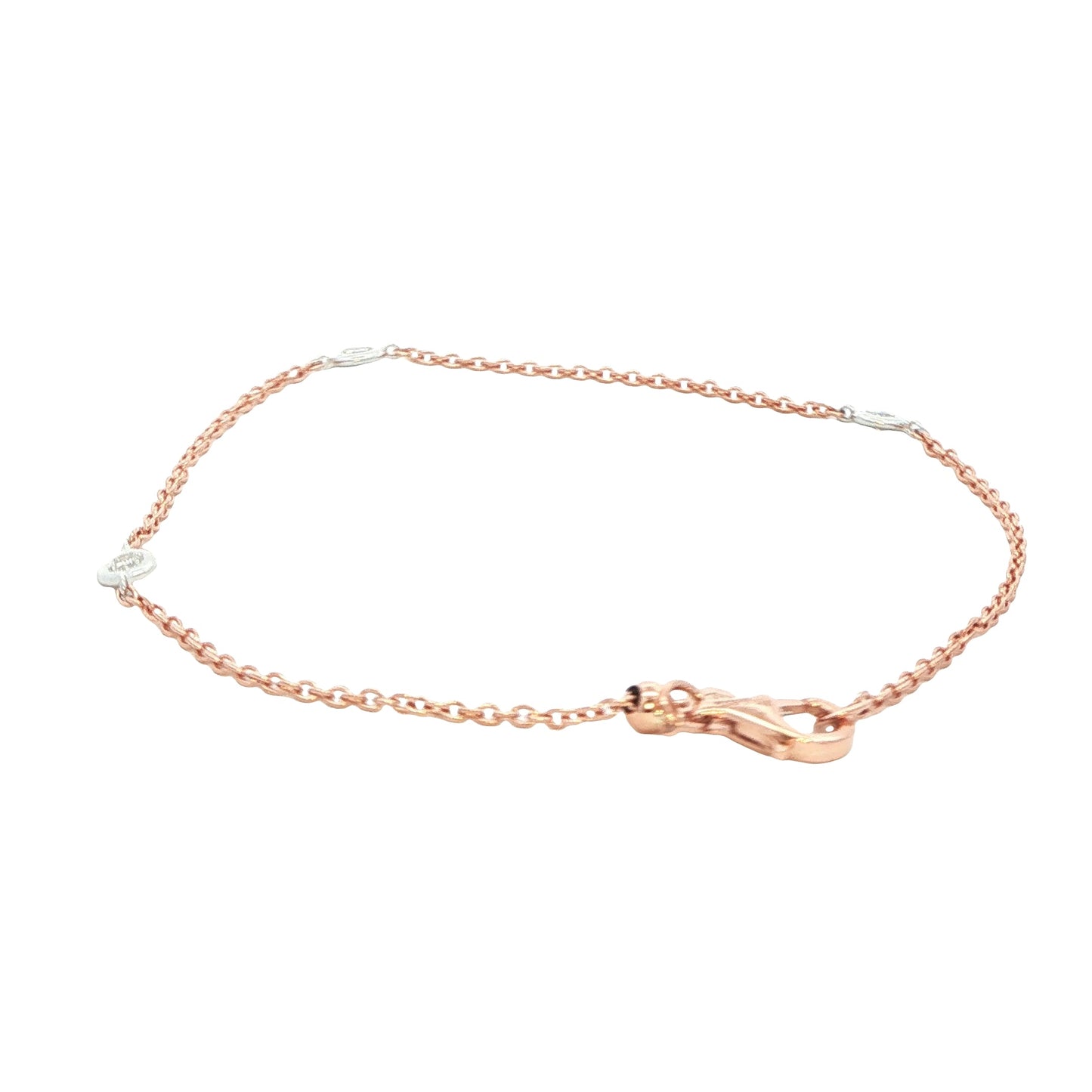 Rose and white gold "yard of diamond" bracelet