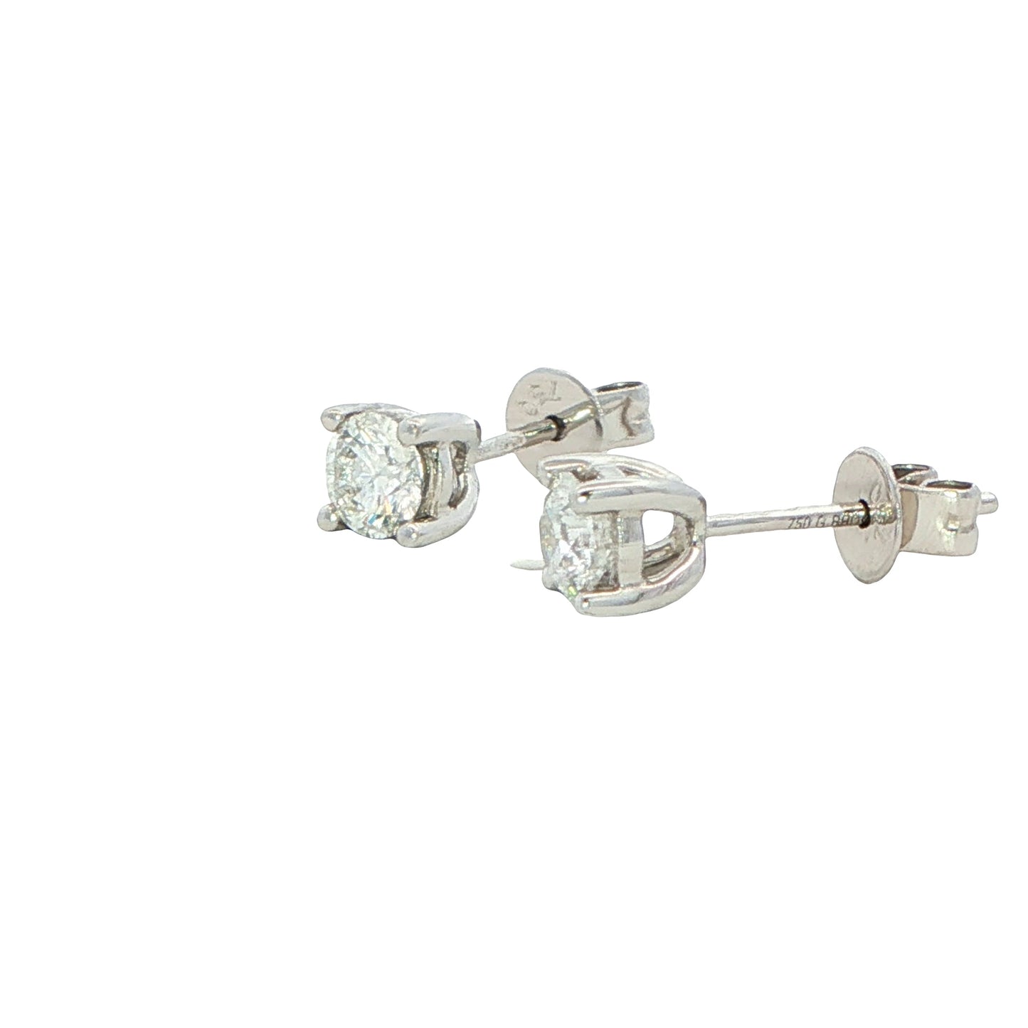 Round Brilliant Cut Diamond Solitaire Earrings - 0.70cts
