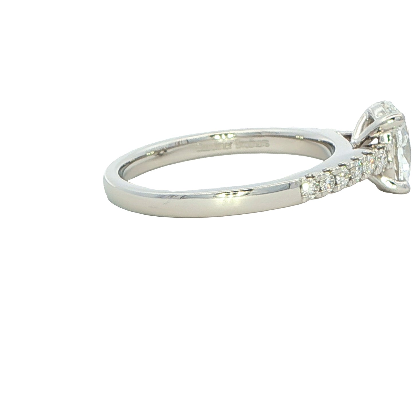 Oval Shaped Diamond Solitaire With Diamond Set Shoulders - 1.25cts