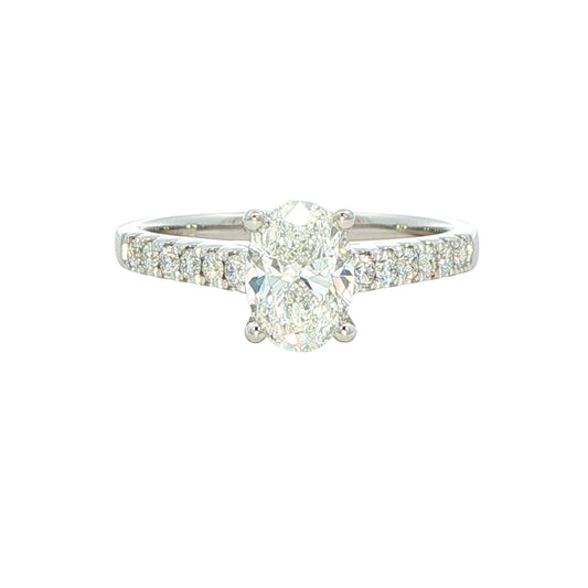 Oval Shaped Diamond Solitaire With Diamond Set Shoulders - 1.25cts Gardiner Brothers