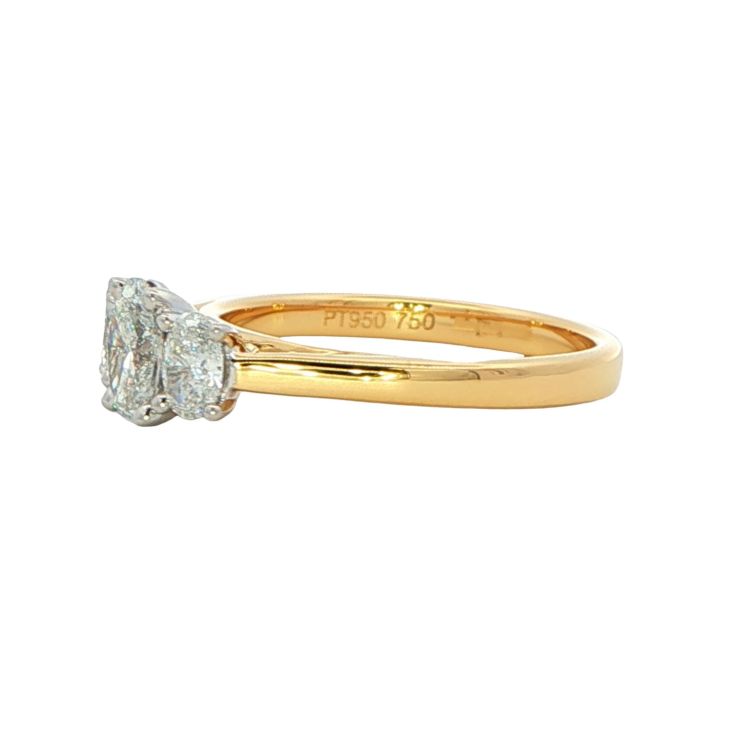 Yellow Gold Oval Shaped Diamond 3 Stone Ring - 0.90cts Gardiner Brothers