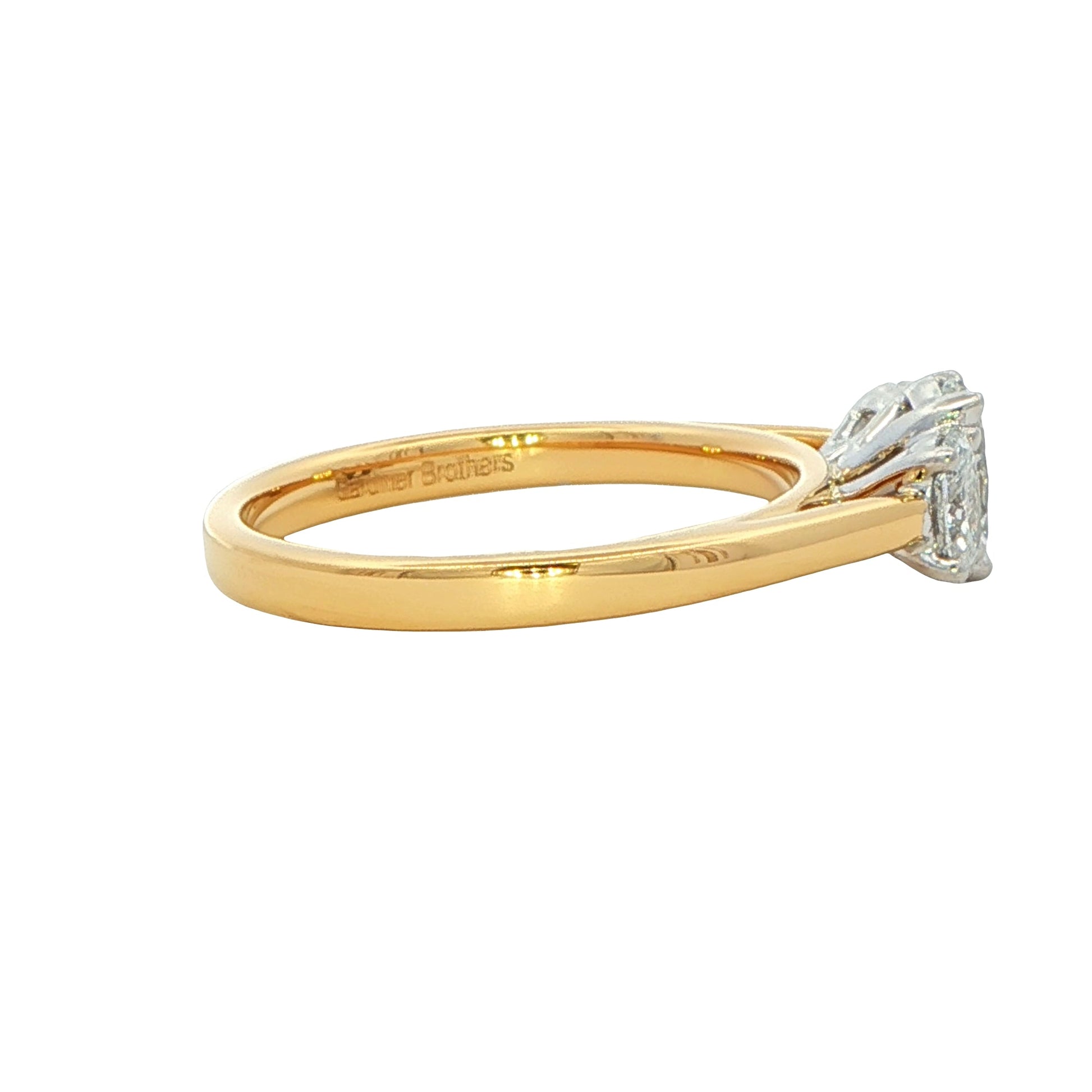 Yellow Gold Oval Shaped Diamond 3 Stone Ring - 0.90cts Gardiner Brothers