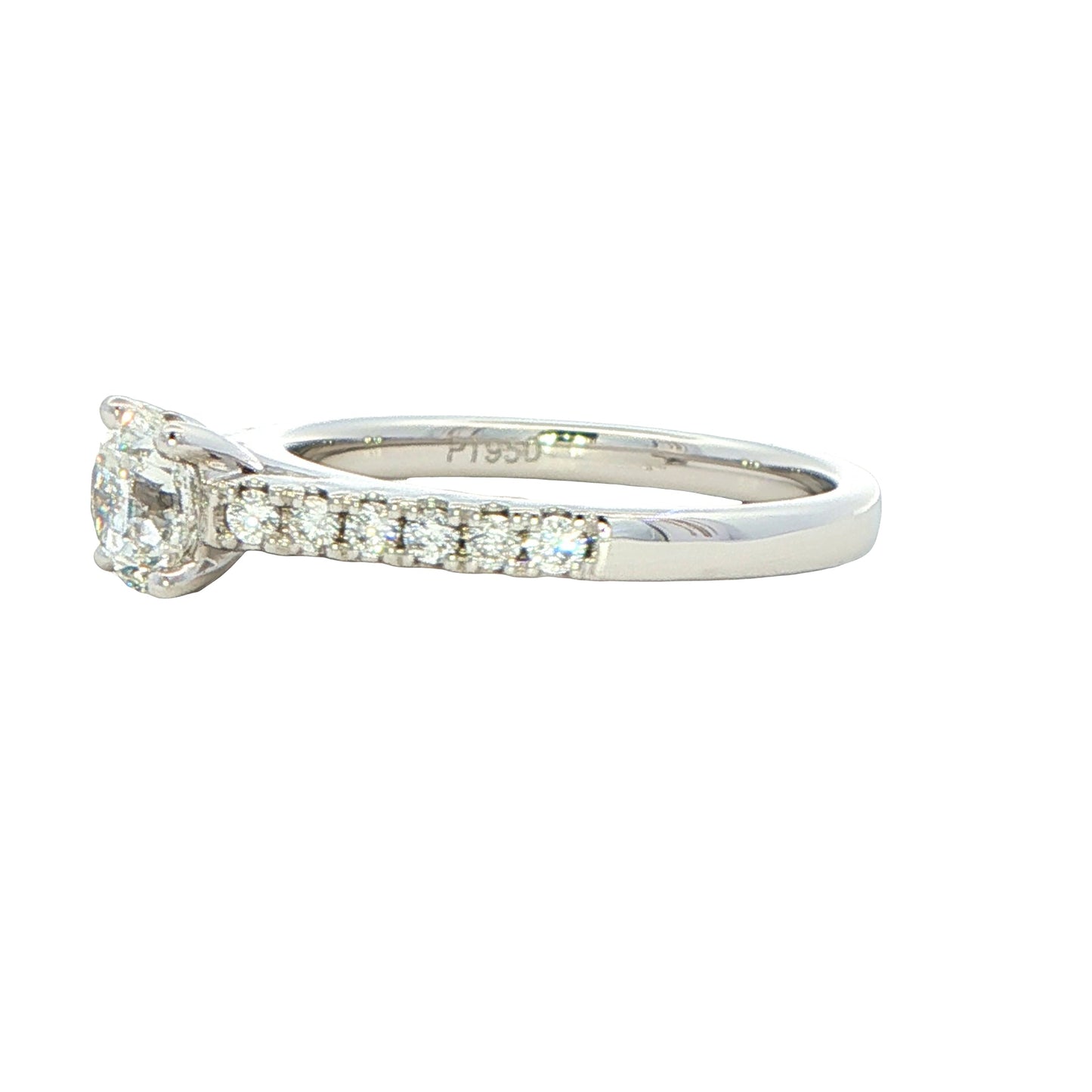 Round brilliant cut diamond solitaire ring with diamond set shoulders - 0.95cts