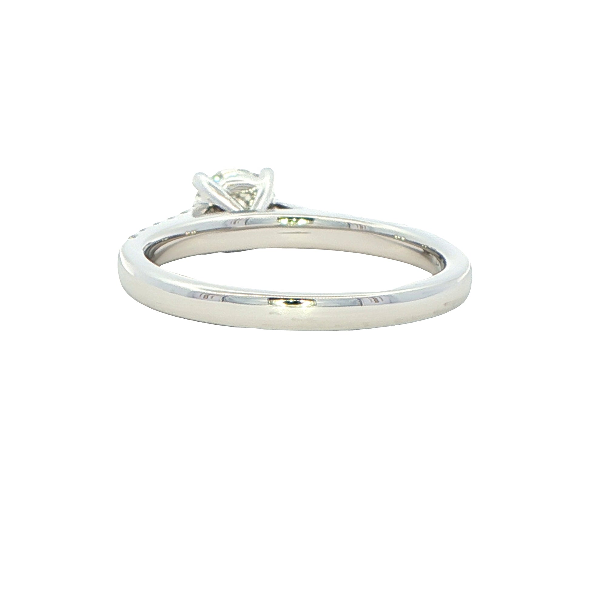 Platinum Round brilliant cut diamond solitaire ring with diamond set shoulders - 0.95cts Gardiner Brothers