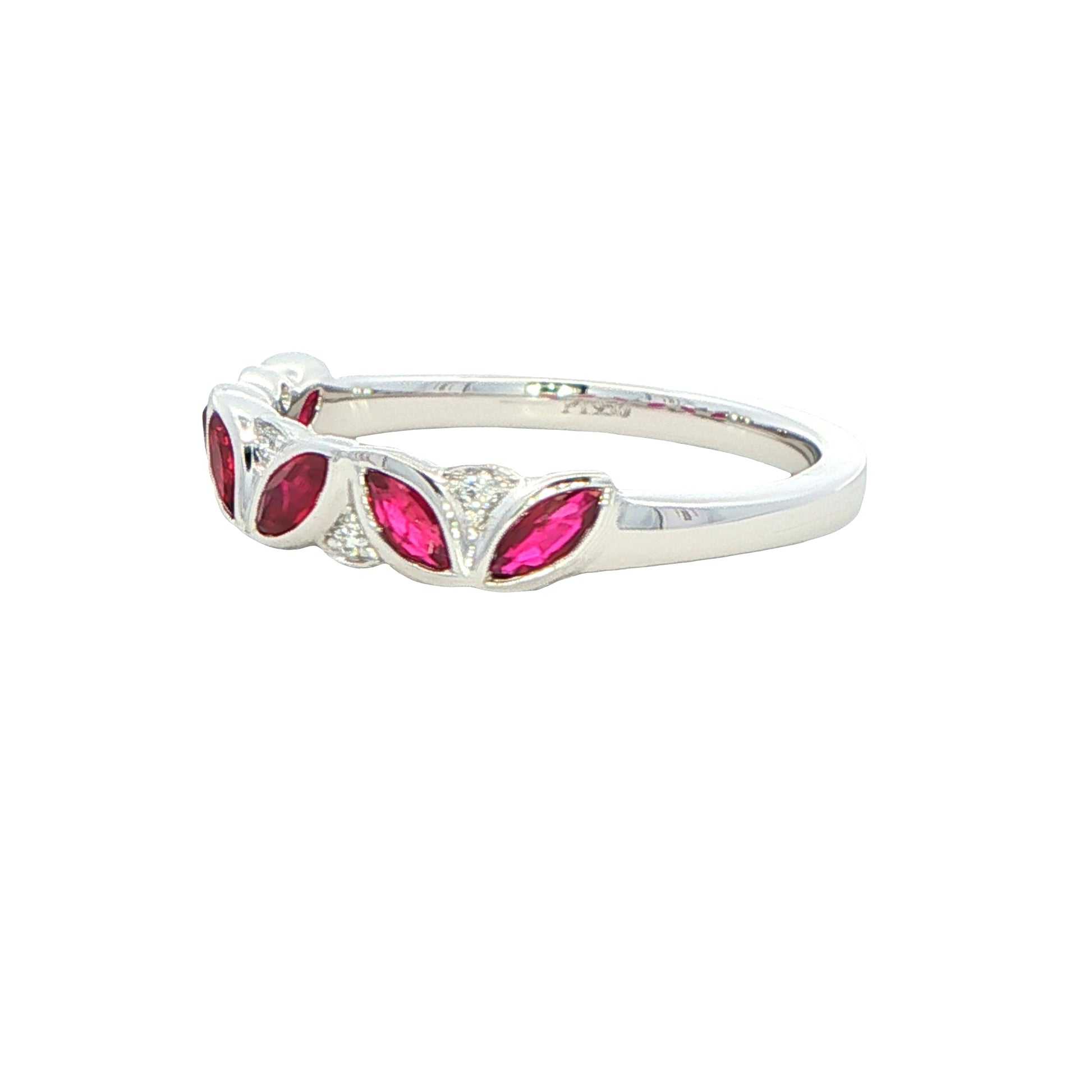 Marquise shaped ruby and round brilliant cut diamond dress ring Gardiner Brothers