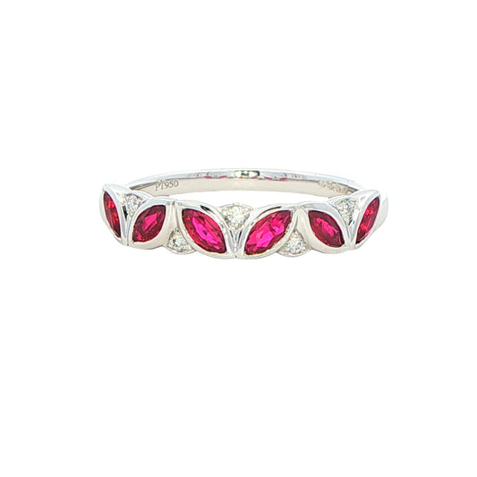 Marquise shaped ruby and round brilliant cut diamond dress ring Gardiner Brothers
