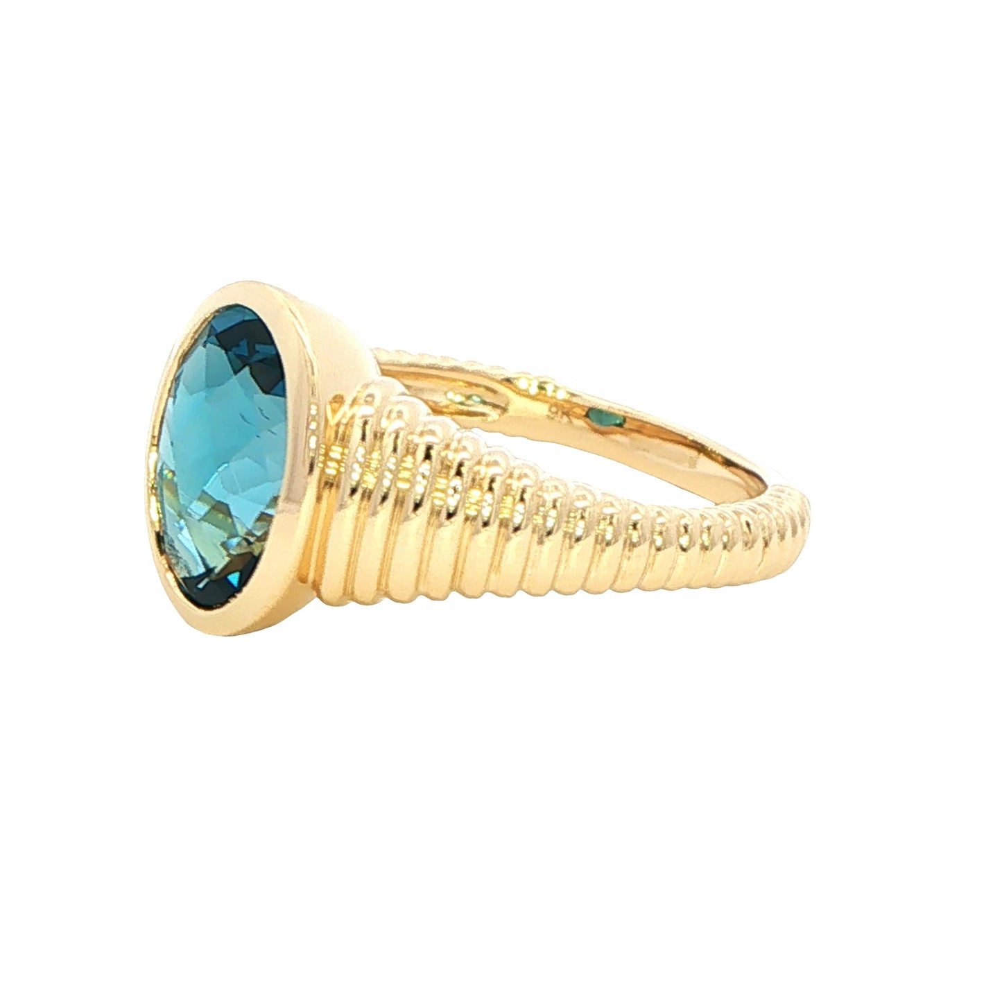 Oval Shaped London Blue Topaz patterned dress ring