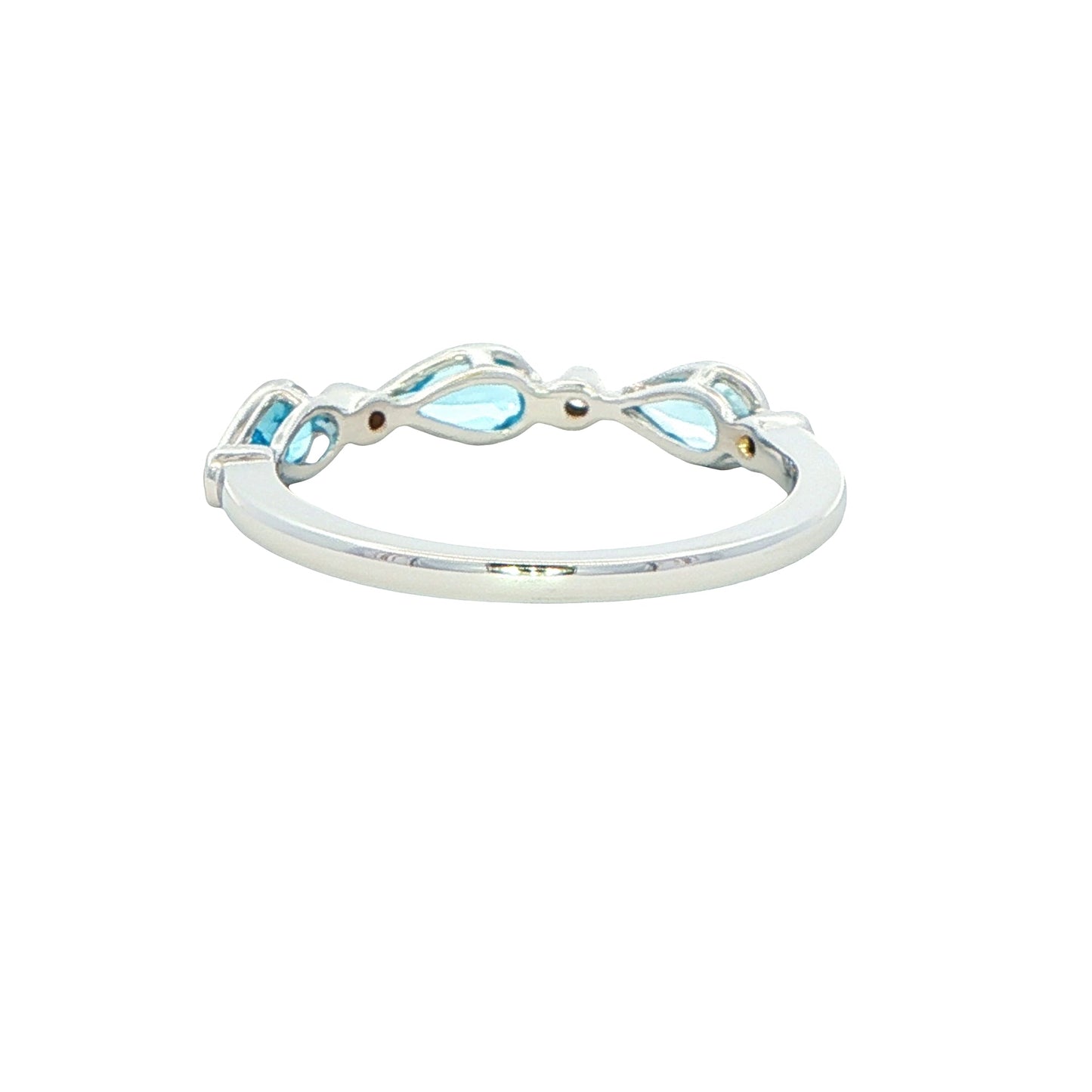 Pear Shape Swiss Blue Topaz and round brilliant cut diamond dress ring