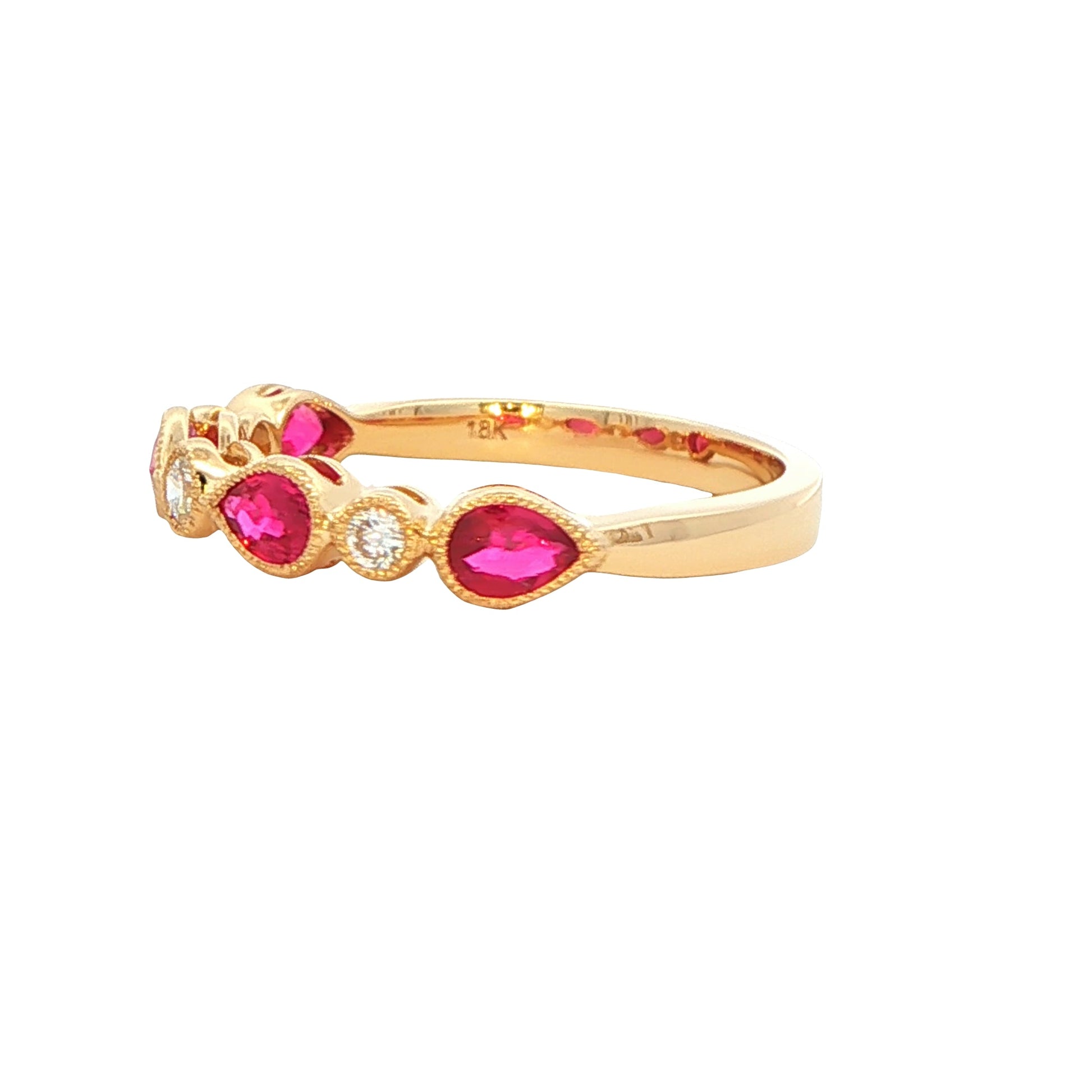 Pear Ruby and Diamond Vintage Style Eternity Ring Gardiner Brothers