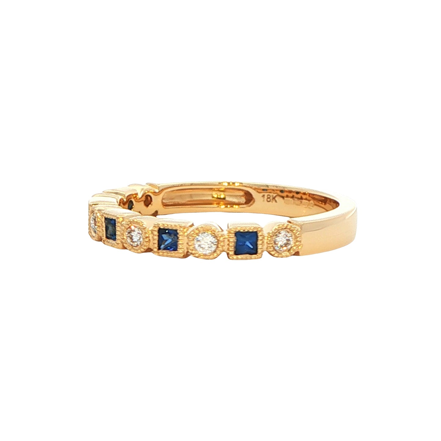 Square Sapphire and Diamond Vintage Style Eternity Ring Gardiner Brothers