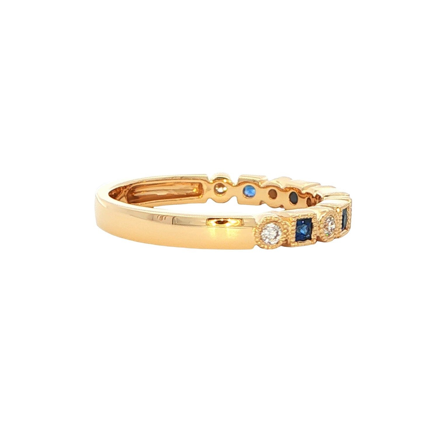 Square Sapphire and Diamond Vintage Style Eternity Ring Gardiner Brothers