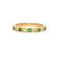 Square Emerald and round brilliant cut diamond dress ring