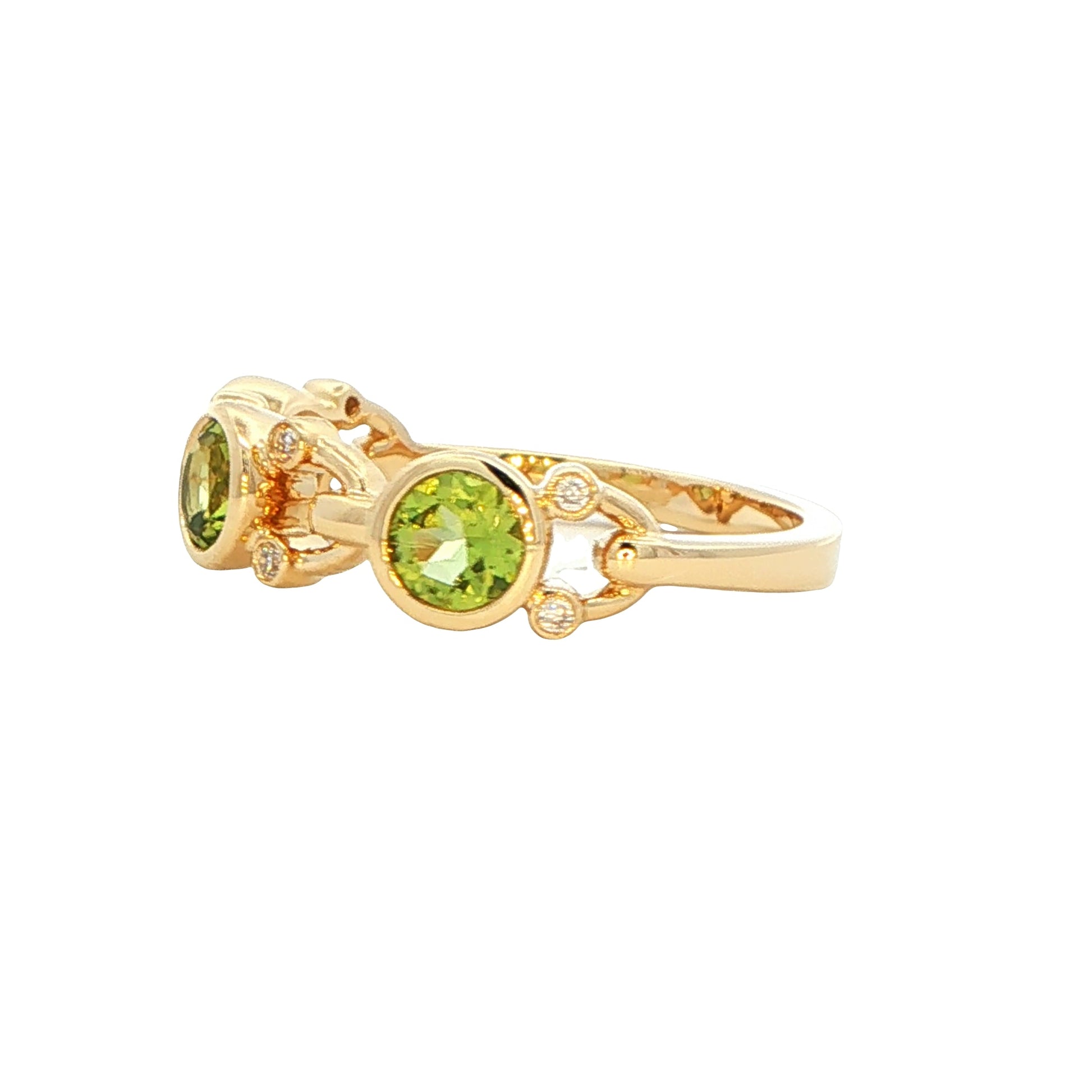Peridot and round brilliant cut diamond dress ring Gardiner Brothers