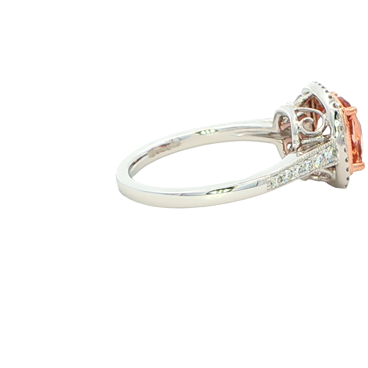 Morganite and Round Brilliant cut Diamond Halo Style Ring Gardiner Brothers